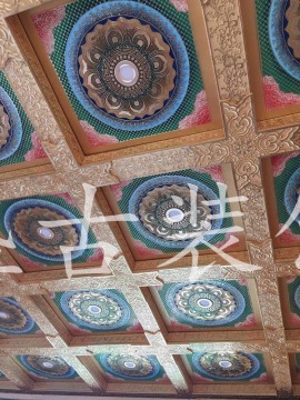 室内天花板厂家古典吊顶画板寺庙吊顶中式禅堂天花板古典吊顶画板